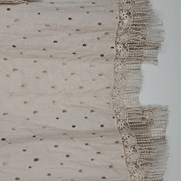 Valentina Naldi Cardigan Fringe Trim Lightweight Cutout Eyelet Cream Womens S - Picture 8 of 10